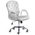 Chaise de Bureau Gris Clair en Velours à Dossier Capitonné Décoration Cristaux Réglable en Hauteur avec Bouton et Pivotement Complet