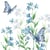 4 serviettes en papier découpage collage 33 cm PAPILLON FLEUR BLEU PSS 102