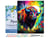 Peinture par Numéro Figured'Art avec Cadre - Bison Coloré Abstrait - Kit de Loisir Créatif DIY Numéro d'Art Complet - 40x50cm toile tendue sur châssis