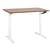 Bureau Réglable Manuellement Plateau Bois Foncé et Structure Acier Blanc 120 x 72 cm Hauteur Ajustable Assis Debout Pieds Ronds Design Moderne