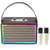Enceinte Bluetooth Rétro Effet Lumineux Coloré Karaoke Double Microphone Cuir Marron YONIS