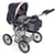 Poussette combinée pour poupée LENI, bleu marine - gris