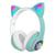 Casque Audio Bluetooth 5.0 Oreilles De Chat RGB Stéréo Avec Réduction De Bruit Vert YONIS