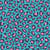 Tissu Popeline de Coton Léo Pop tacheté Léopard rose et bleu marine sur fond Bleu turquoise