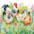 4 serviettes en papier découpage collage 33 cm POULES JARDIN FLEUR OEUF ASS 104