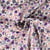 Tissu Jersey Bord Côte stretch fleurs Ambrie Violettes sur fond Blanc