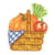 Ecusson thermocollant d'automne panier courge 4cm x 3cm