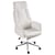 Chaise de Bureau Blanc Cassé en Bouclé Hauteur Réglable Pivotante avec Accoudoirs Évasés et Roulettes Style Moderne