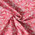 Tissu Popeline de Coton légère imprimé Inès floral décoratif rétro sur fond Framboise