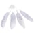 Plume déco blanche av. étoiles, argent, 15 - 17cm, av. cordon, 4 pces