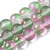 Fil de 45 perles de verre givré avec feuille d'or 8 mm VERT ROSE