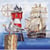 Lot de 4 serviettes en papier découpage collage 33 cm OCEAN VOILIER PHARE MOUETTE