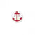 Lot de 3 boutons 2 trous ancre marine blanc/rouge 13mm