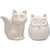 Tirelire, hibou et renard, H : 9 cm, blanc, 2 pièces/ 1 Pq.