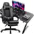 Chaise gaming avec bureau - GTPLAYER - Combo - Tissu gris/noir - Repose-pied télescopique