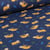Tissu Jersey Coton Sloth sur fond Bleu marine - Au mètre