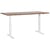 Bureau Électrique Réglable Plateau Bois Foncé et Structure Acier Blanc 180 x 80 cm Hauteur Ajustable Assis Debout Pieds Carrés Design Moderne