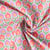 Tissu  Coton imprimé Arty Luka violet rose sur fond Vert menthe