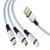 Avizar Câble 3 en 1 vers USB-C MicroUSB et Lightning Charge Rapide 1,2m Nylon Tressé Gris