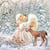 4 serviettes en papier découpage collage 33 cm ANGE BICHE OISEAU NATURE HIVER NOEL N 102