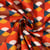Tissu Popeline de Coton  Elina motif retro Bleu sur fond Rouge