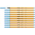 Lot de 10 stylos-feutres pointe fine 0,4 mm STABILO POINT 88 bleu azur
