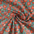 Coupon Tissu Coton imprimé Arty Mirelda fleurs vintage Oranges sur fond Bleu turquoise - Par coupon de 3 mètres