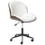 Chaise de Bureau Bois Foncé et Polyester Blanc Siège Réglable Fonction Pivotante Pieds en Métal Mobilier de Bureau Élégant