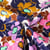 Tissu Coton Satiné Fleurs oversize abstraites sur fond Bleu marine