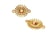 2 Connecteurs ronds forme fleur avec strass champagne - 20*15mm - doré