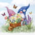 4 serviettes en papier découpage collage 33 cm GNOMES JARDINFLEUR PAPILLON D 100