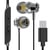 LinQ Écouteurs Filaires USB-C Intra-auriculaires avec Micro Intégrés 1.2m Noir / Argent