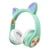 Casque Audio Sans Fil Oreilles De Chat Avec Lumière Effets Colorés Gaming Rose Vert YONIS