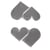 Motif de cire: Coeur double, argent, 3x2cm, 2 pces