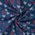 Tissu Jean Denim Coeurs Rouges et Blancs sur fond Bleu jean