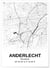 Affiche carte Anderlecht - rectangle Noir et Blanc | A3 : 29,7x42cm