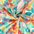 Tissu Polyester aspect Lin Fleuris Rosalin sur fond Blanc