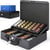 Caisse à Monnaie Professionnelle 30x25x9cm- Coffret Monnaie Acier- Monnayeur, 2 clés, Compartiments à monnaie- Poignée Robuste- ACROPAQ