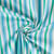 Tissu Coton imprimé Arty Lydia rayures Vert jade et Bleu ciel sur fond Blanc