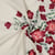 Tissu Lin Viscose broderie fleurs Rouge sur fond Ecru