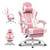 Fauteuil gaming ergonomique - GTPLAYER - repose-pieds PU rose/blanc
