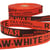Film 25m sergé jacquard polyester RAW WHITE 25mm Rouge/noir