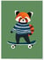 Affiche Panda roux skateur | A3 : 29,7x42cm