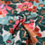 Tissu Coton Satiné Fleurs oversize abstraites sur fond Vert profond