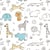Tissu Jersey Coton magique Kim animaux savane sur fond Blanc