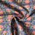 Tissu Batiste de Coton Ava fleurs rétro Corail sur fond Bleu gris