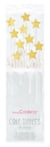 10 Cake toppers longs 20 cm étoiles dorées