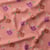 Tissu Velours milleraies imprimé Nava fleuris sur fond Rose sorbet