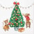 4 serviettes en papier découpage collage 33 cm SOURIS DE NOEL SAPIN N 612