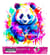 Diamond Painting Broderie Diamant LUMINLIFE 60x60cm, 5D, diamants ronds - Panda en couleurs